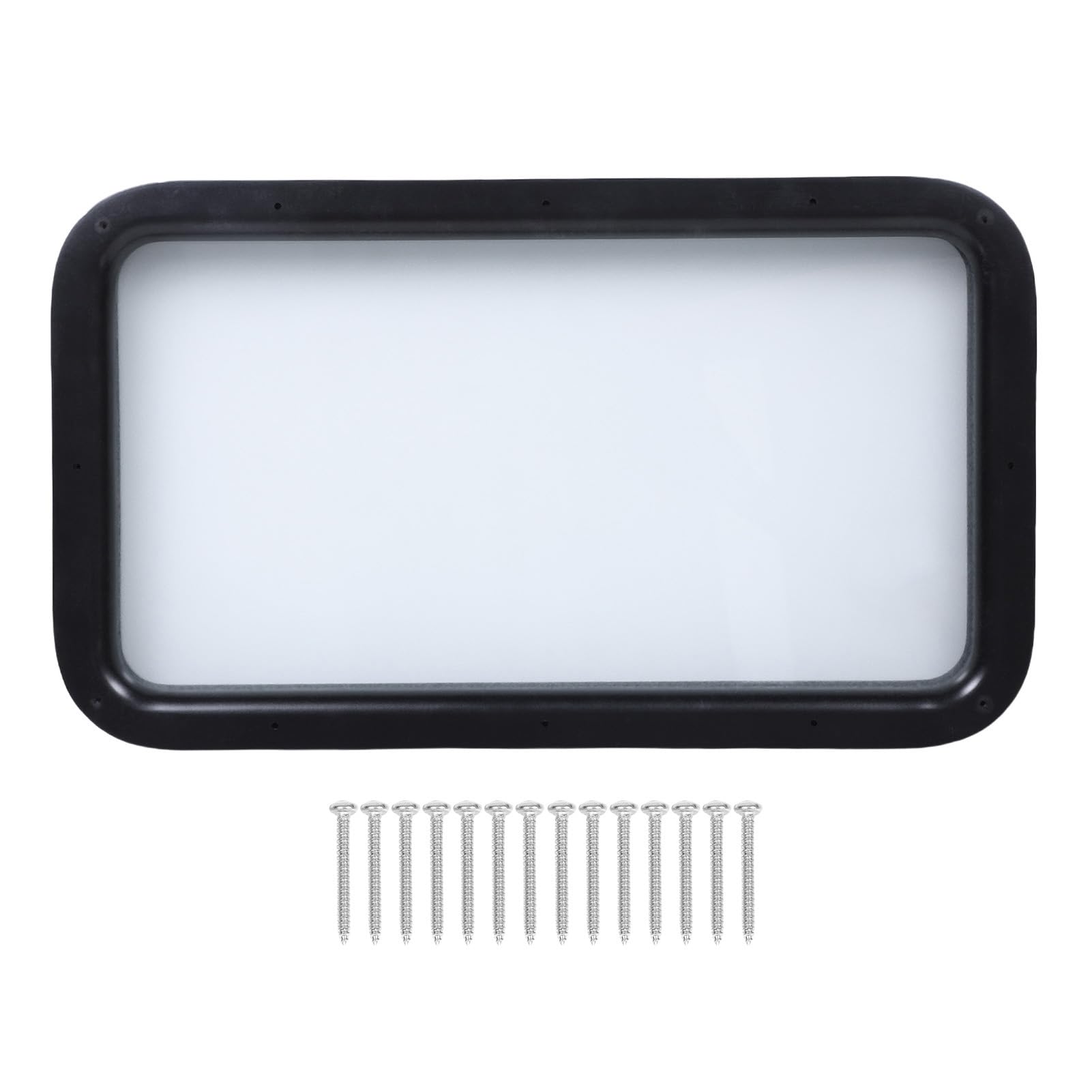 Fockety Fenêtre de Porte d'entrée pour VR (12 po L x 21 po H) avec Cadre Noir, Verre Opaque dépoli, Remplacement de fenêtre pour Caravane, remorque de Voyage ou Camping-Car