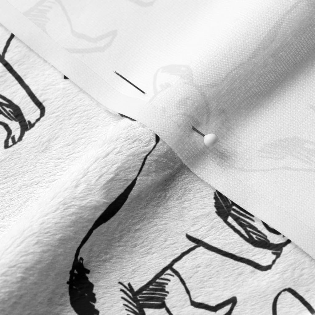 Spoonflower Fabric - French Bulldog Black White Dogs Frenchie Monochrome Cute Puppy Printed on Minky Fabric by The Yard - Sewing Baby Blankets Quilt Backing Plush