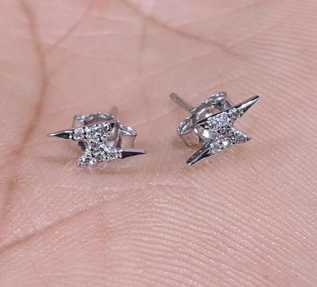 Round Cut Cubic Zirconia 14k White Gold Plated 925 Sterling Silver Stud Earrings For Womens.s.