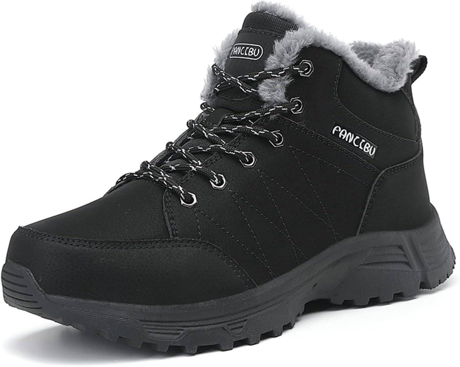 Snow Boots for Men Waterproof Hiking Winter Boots With Warm Fur Lined Non-Slip Wide Ankle Snowboots for Outdoor
