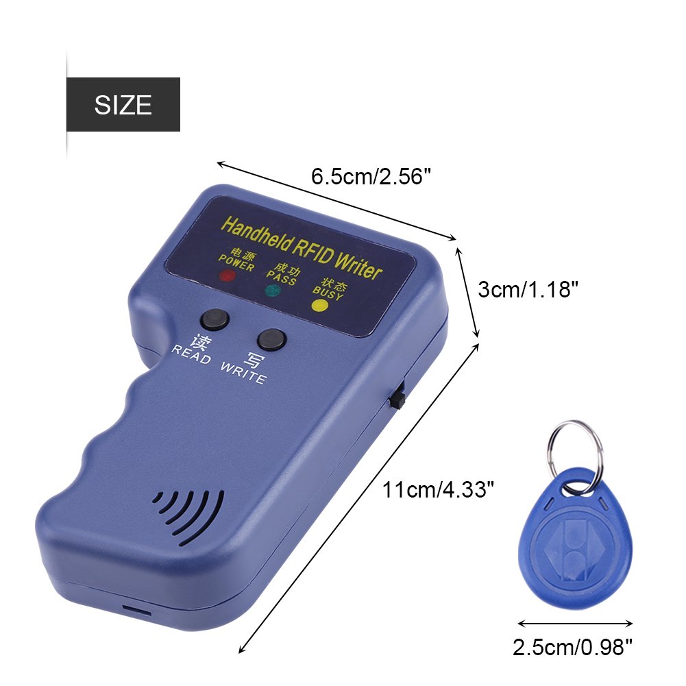 RFID-Karten-Kopierer, tragbarer Schreiber/Leser/Duplikator 125 KHz + blaues ID-Etikett 10 Stück