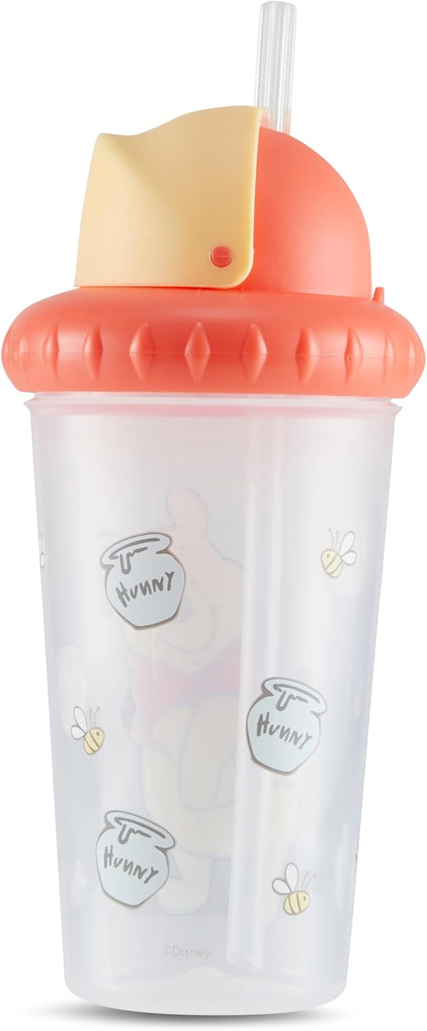Disney Toddler Sippy Cups for Boys and Girls | 10 Ounce Sippy Cup Pack of Two with Straw and Lid | Durable Leak Proof Travel Water Bottle for Toddlers