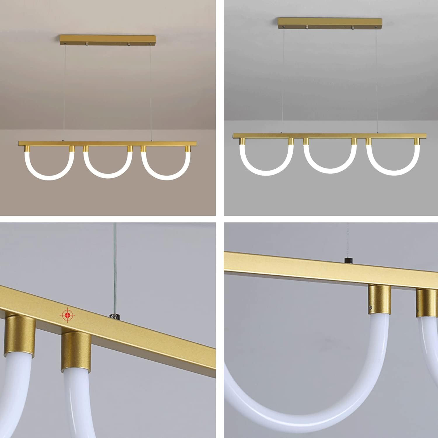 Wewnętrzna lampa sufitowa LED, 3 światła liniowa lampa wisząca sufitowa, lampa wisząca z kutego żelaza z zawieszeniem z rurki akrylowej, dekoracyjne oprawy oświetleniowe LED 24 W, przedpokój Beauty