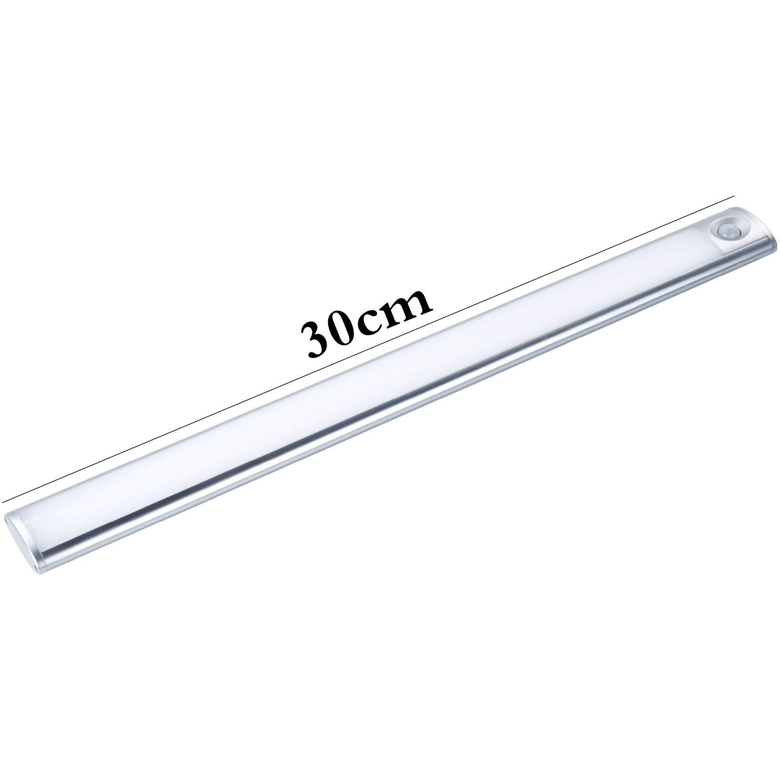 Lámpara LED Moderna para Espejo de baño con Sensor de Movimiento y Carga USB, luz de Maquillaje Impermeable con Interruptor, Blanco cálido 3000K, para Dormitorio, Sala de Estar, Plateado, 30CM