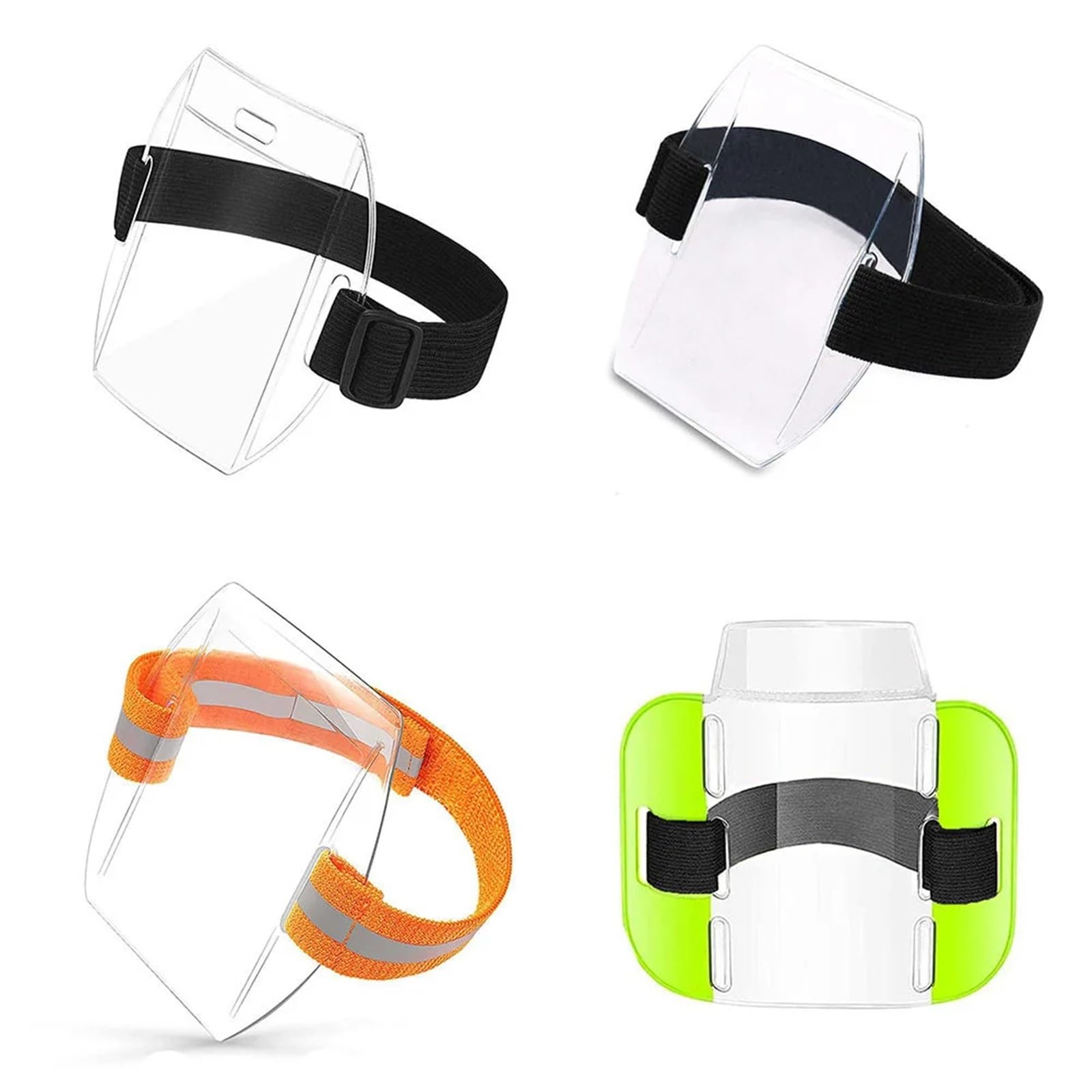 Etui na identyfikator ramię 30 szt. Plastikowe etui karty z PVC odblaskową opaską nadgarstek do pracy w biurze(Black Elastic Band)