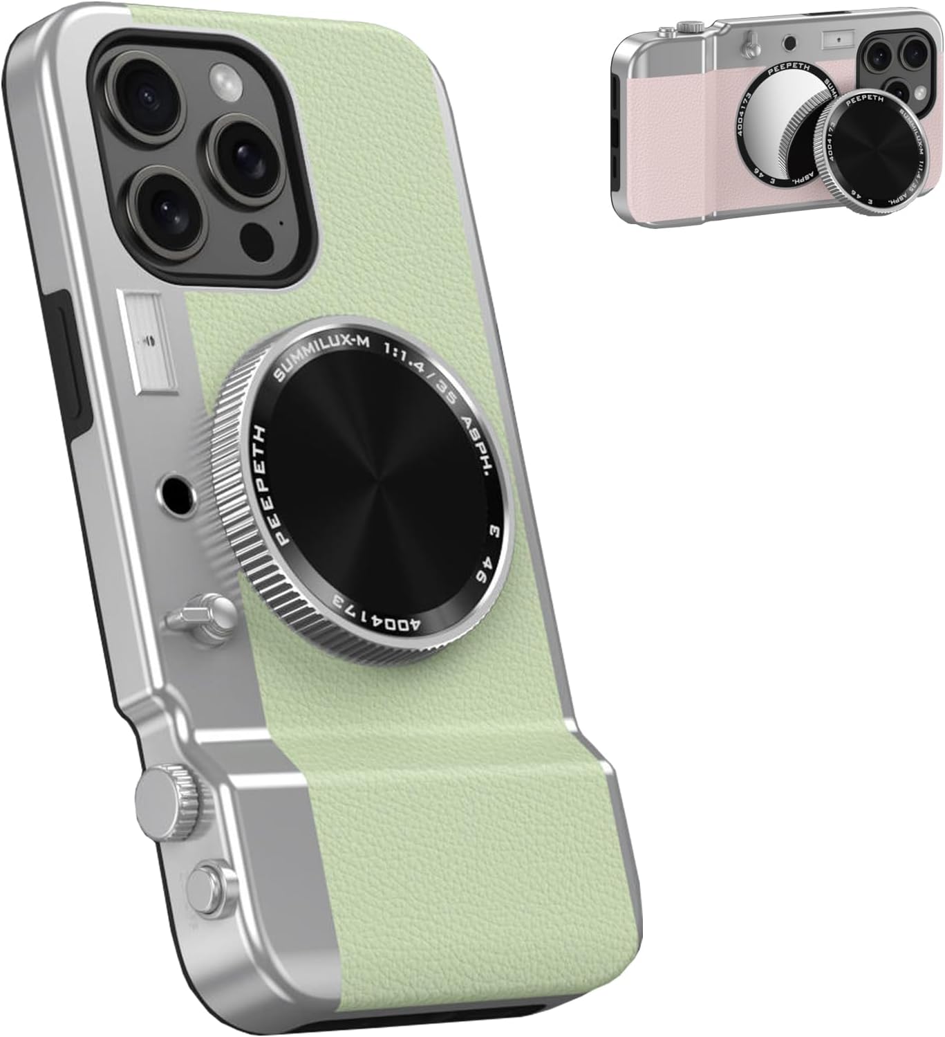 Integrated Camera Phone Case for iPhone 14 Pro Max, Cute 3D Cartoon Retro Bluetooth Camera Phone Case with Mirror Hard PC Back Cover + Soft TPU Protector Compatible with Magsafe Brown