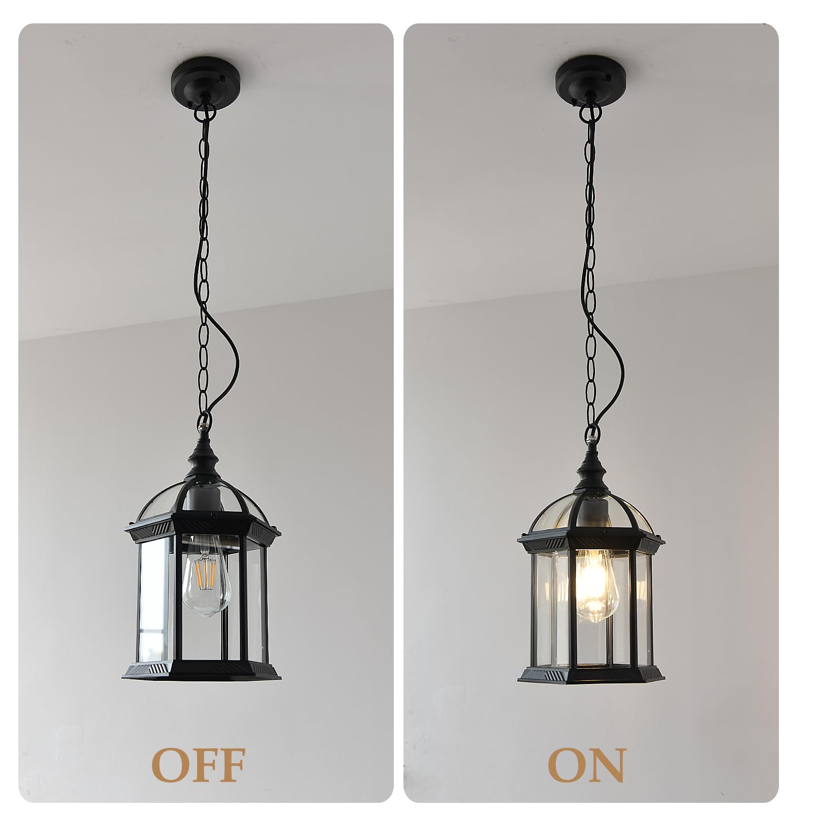 Hängelampen Außen Pendelleuchte E27 Schwarz Retro Hängeleuchte Vintage Industrielle Aluminium/glas Regendichte Hängelampe Wasserdichte Aussenleuchte Laube Villa Loft Terrasse Hauseingang Kronleuchter