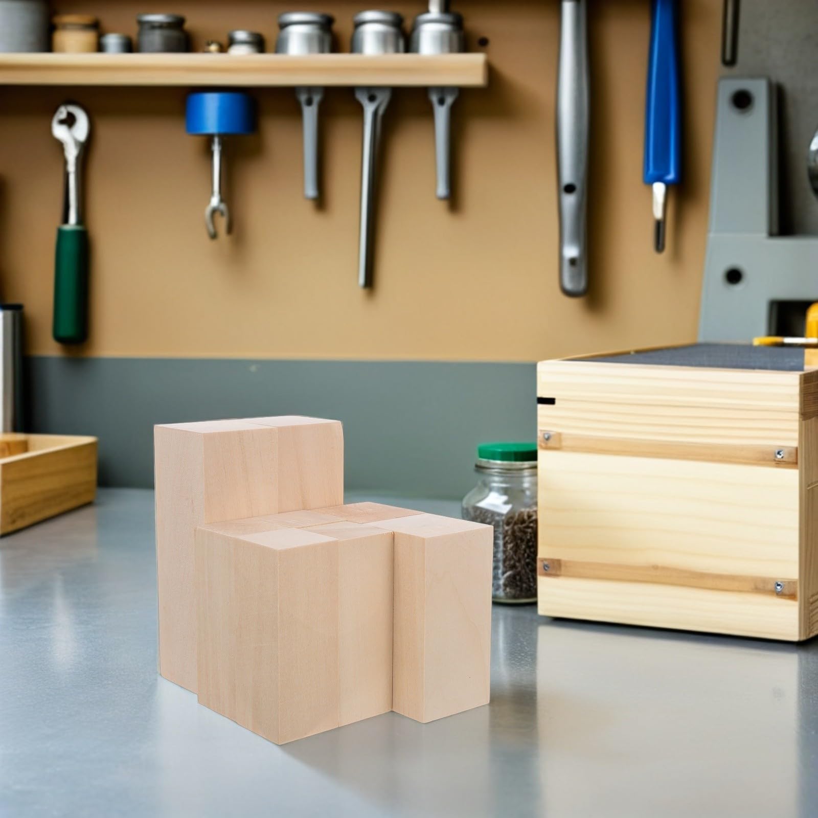 Anneome 8 Bloques de Madera de Tilo para Tallar sin Grietas ni Rebabas, Manteniendo la Forma para Manualidades y Proyectos de Pintura