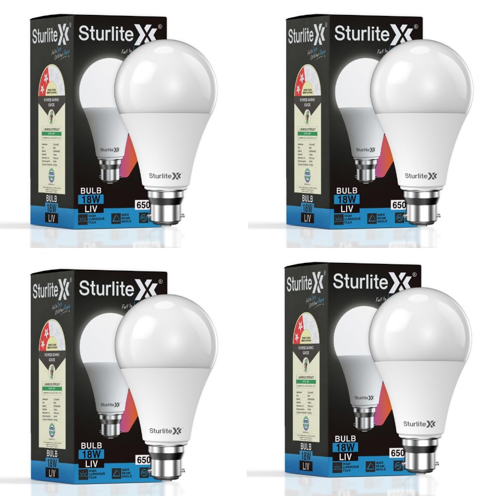 See full amazon price history chart for Sturlite LIV 18 Watt LED Bulb| 6500K Cool White Color Temperature| CRI Technology| BIS & BEE Approved Light| 1890 Lumens, 440V High Voltage Protection & Energy Efficicent Lighting for Home (Pack of 4) Sturlite LIV 18 Watt LED Bulb| 6500K Cool White Color Temperature| CRI Technology| BIS & BEE Approved Light| 1890 Lumens, 440V High Voltage Protection & Energy Efficicent Lighting for Home (Pack of 4) (B0D3LXJPTG) Amazon Price History, Amazon Price Tracker