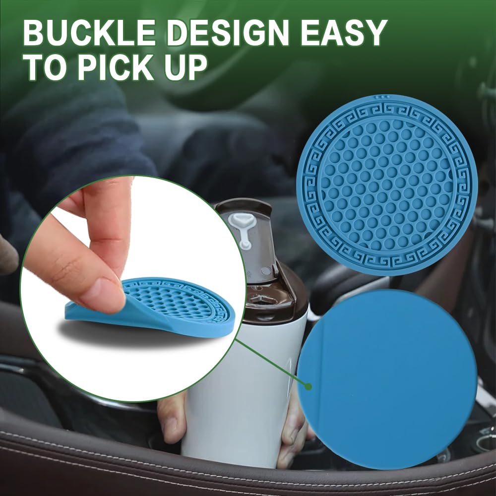 4PCS Car Cup Coaster Universal Auto Non-Slip Cup Holder Flexible Silicone Car Cup Pad Durable Grid Car Cup — view 5