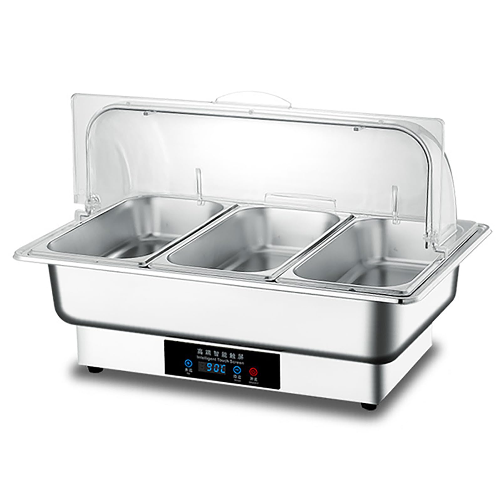 BVFNKQSC Hot Pot Buffet Server with lid, Stainless Steel Food Heater, Hotel Tableware Square Breakfast Stove Insulated Pot,F