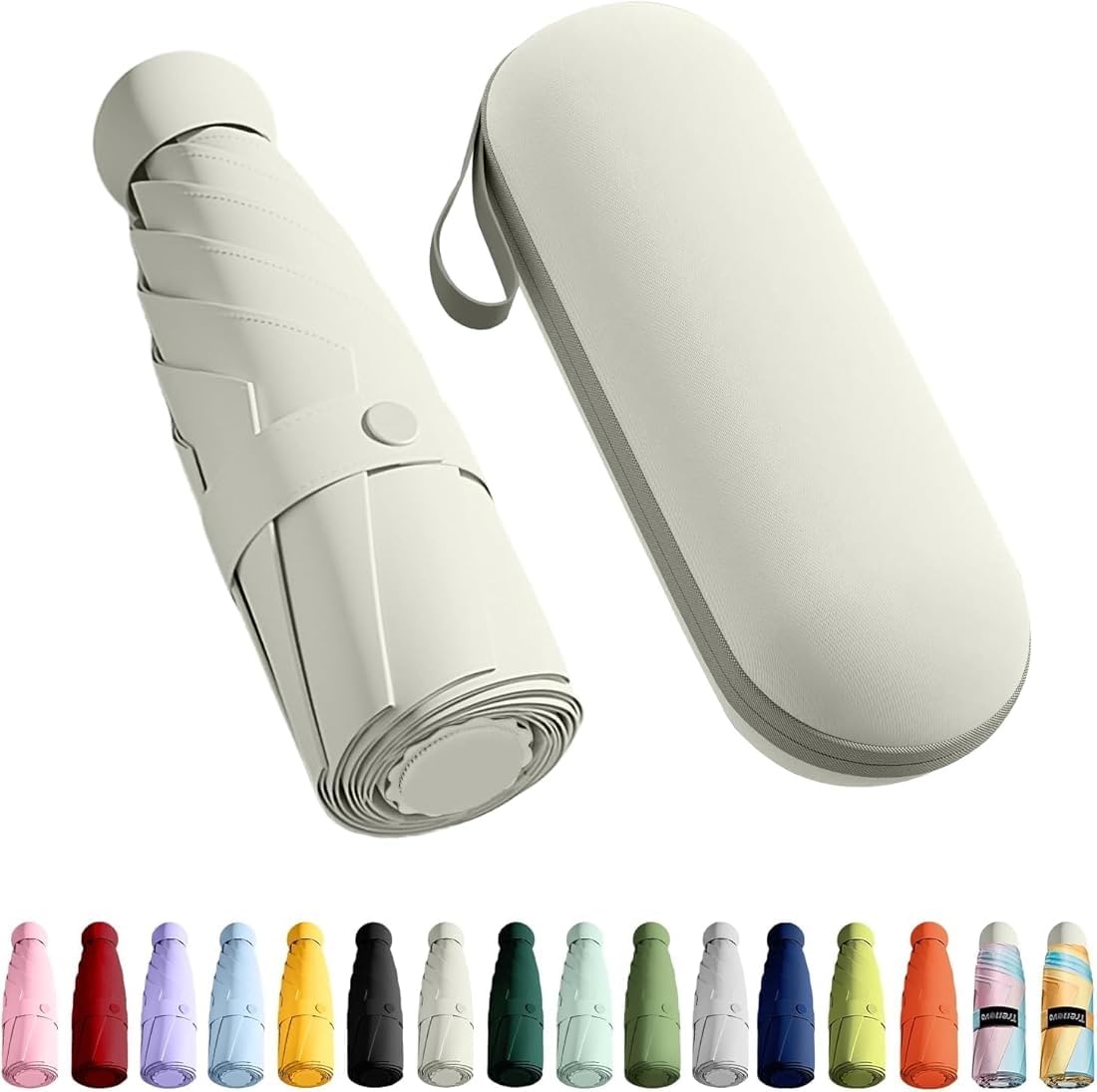 WOOMZY Mini Umbrella with Case for Men & Women (Manual Open) Compact Travelling Umbrella, UV Protection Fabric for Summer/Anti-Slip Handle- Use in Rain & Summer- 6 Frame Girls, Boys (Off White) (B0DH4X28GT) Amazon Price History, Amazon Price Tracker