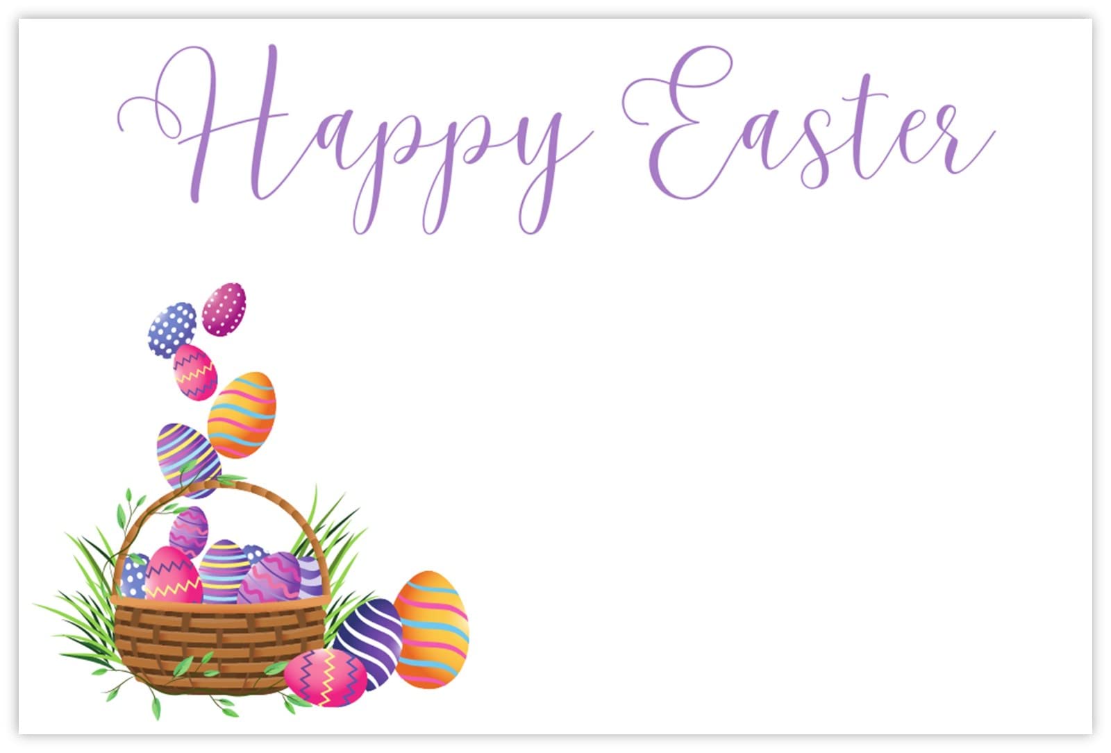 celloexpress Happy Easter (Eggs Basket) Flower Message Cards - 60mm x 90mm - Easter Florist Card Gift Notes (Pack of 100)