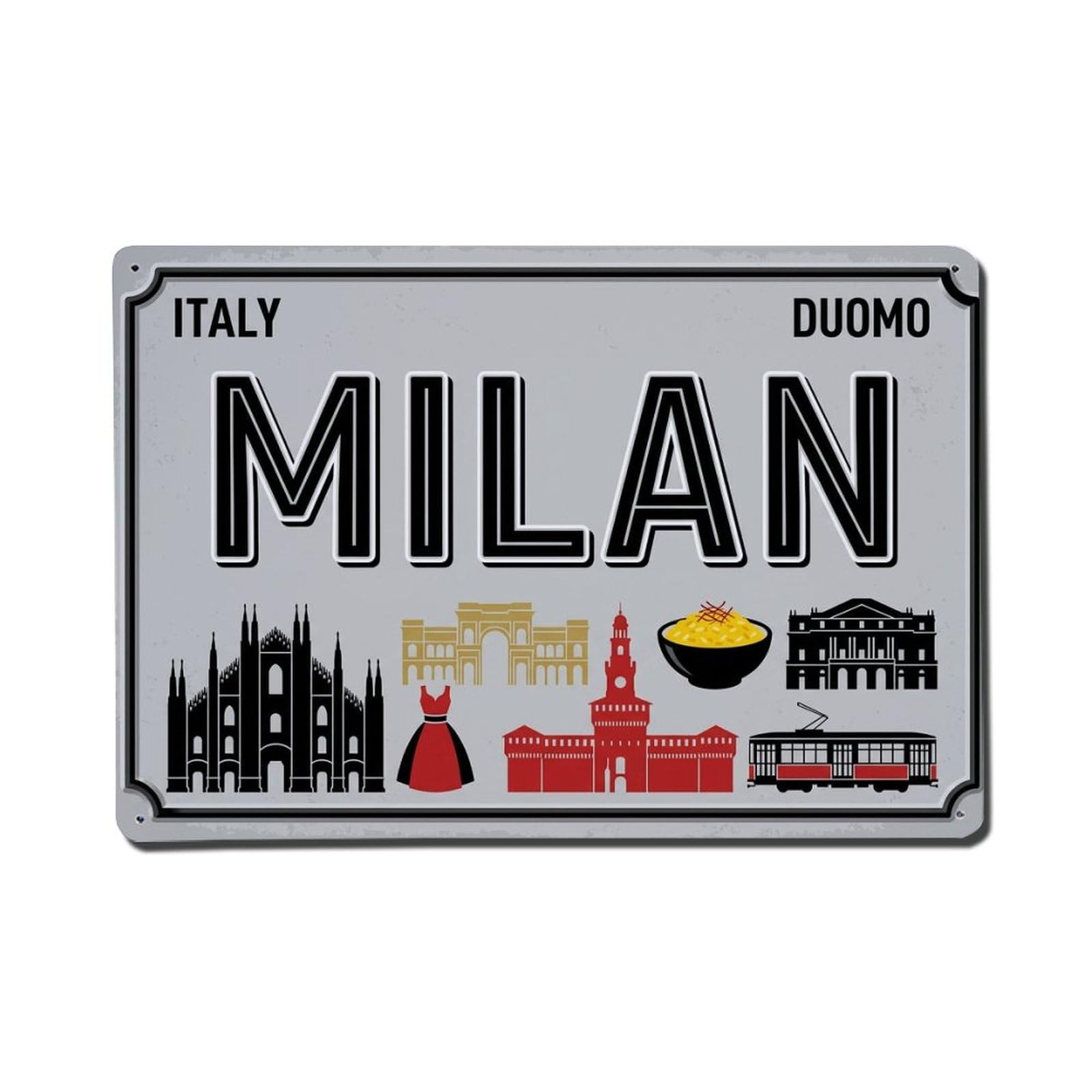 Xanthor Style Vintage Travel Milan Italy Duomo Fashion Metal Tin Sign