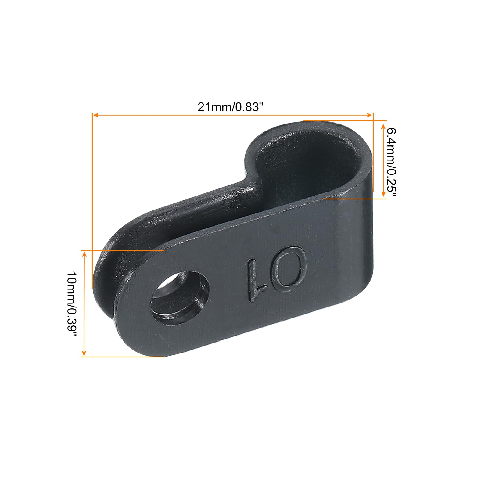 QUARKZMAN Morsetti a Cavo Tipo R, Clip per Cavi 6,4mm 0,25 Pollici, Organizzatore di Cavi Nero per Gestione Fili, 200 Pezzi
