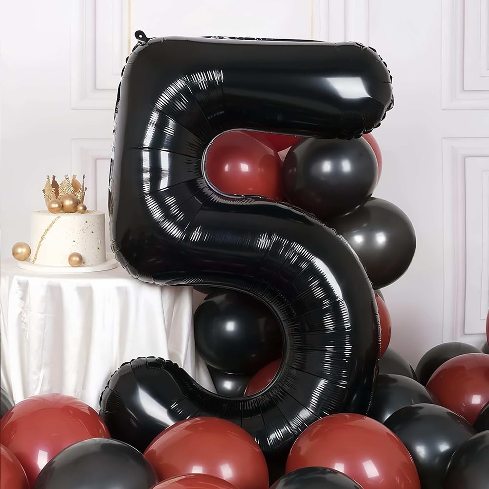 Foil Globo Número 5 Azul 40" (101cm), Inflable Helio o aire, Gigante Numeros 0-9, 10-19, 20-29, 30-100, Grande Globos Decoración para La Boda Aniversario y Cumpleaños Fiestas — view 313