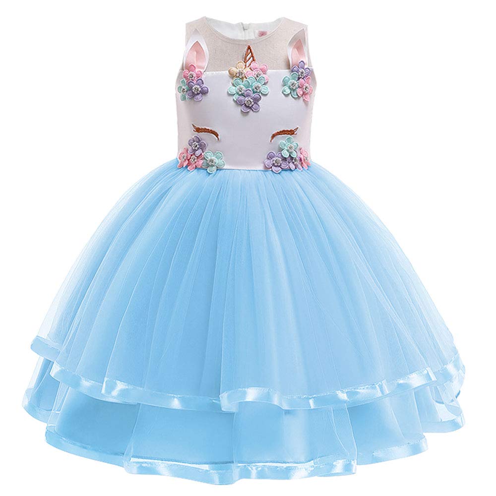 URAQT Vestito da principessa, da bambina, per cosplay, carnevale, feste, matrimoni, principessa, con collana e fascia