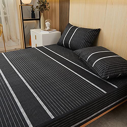 CFYCYHDZHT Hotel Luxurious Sheet Waterproof Zipper Cartoon six Sided All Inclusive deep Pocket Fitted Sheets, Mattress Protector for Children's Bedroom Black 180cm200cm+25cm
