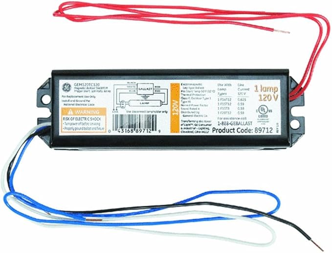 GE Lighting 89712 GEM120TC120DIY LFL Rapid Start Ballast for 1