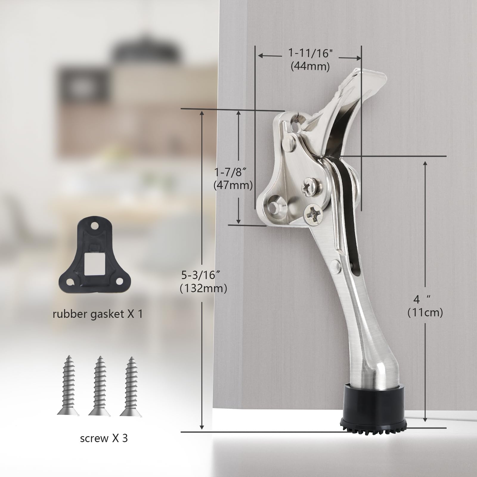 KOVOSCH 4 Inches Kickdown Door Stoppers Brushed Satin