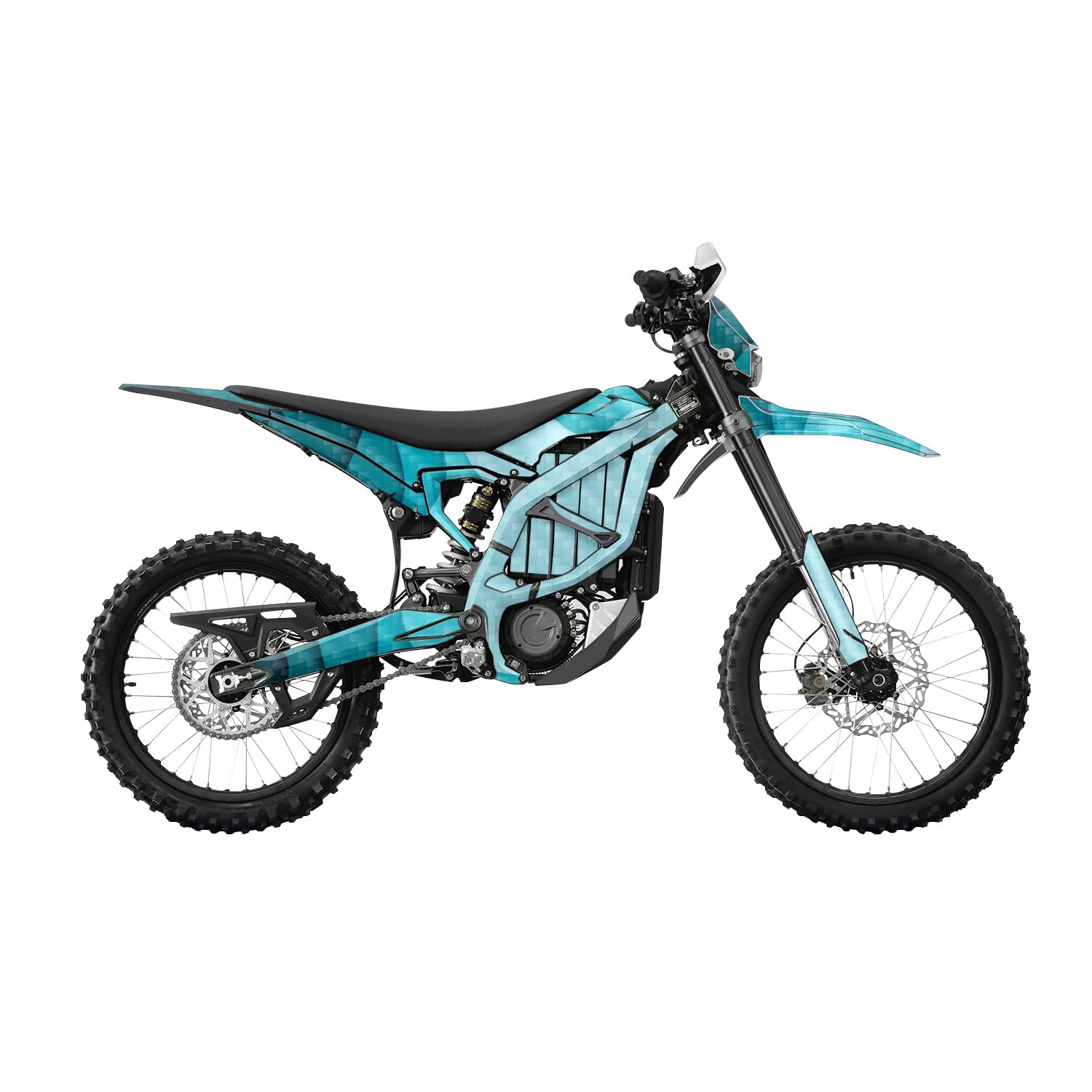 Carbon Fiber Surron Ultra Bee Graphics Kit Wrap - Papercraft Cyan - Sur-Ron Skin - Premium 3M Vinyl Protective Wrap Decal Cover - Easy to Apply | Crafted in The USA by MightySkins