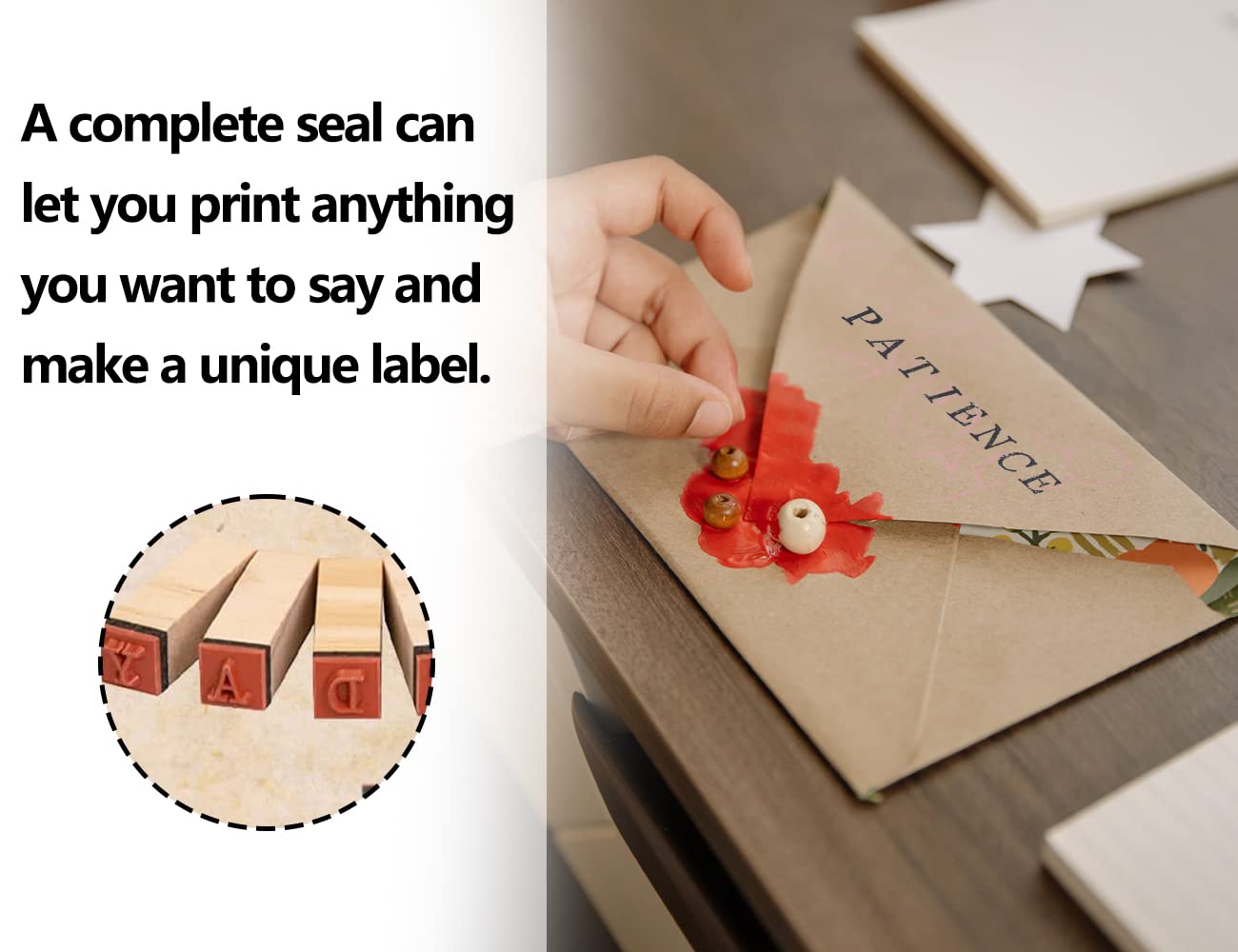 ZoeTekway 40 piezas de sellos de letras, alfabeto de madera sellos de letras, números y símbolos, con almohadilla de sellos, para scrapbooking arte artesanía tarjeta de decisiones