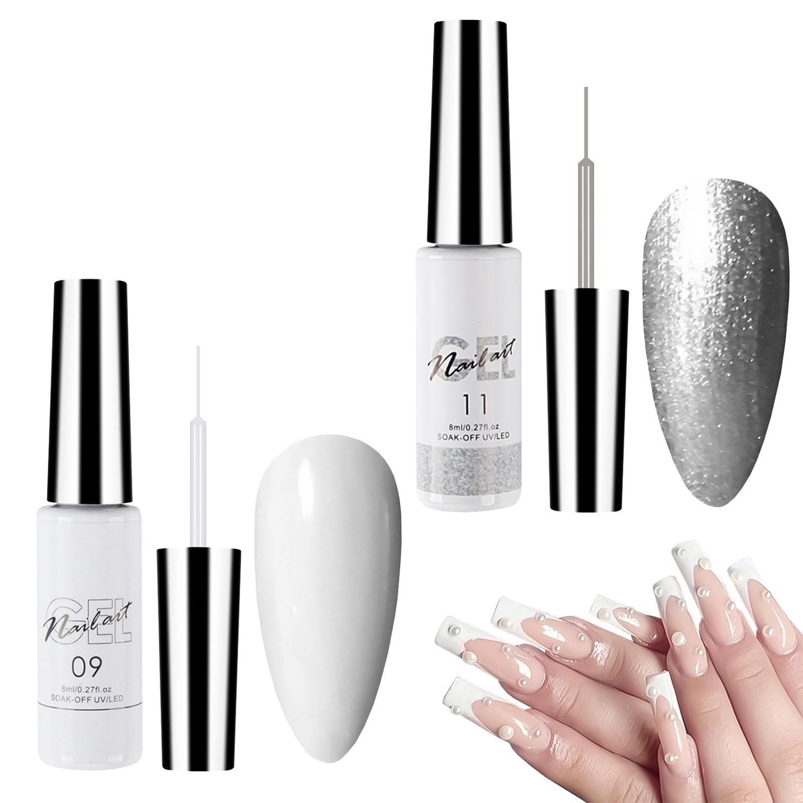 2PCS Esmaltes Semipermanentes Profesionales Esmalte de Uñas de Gel Gel Manicura Francesa Liner Para Painting Liner Para Rayas Detalles Dibujos Diseño de Uñas