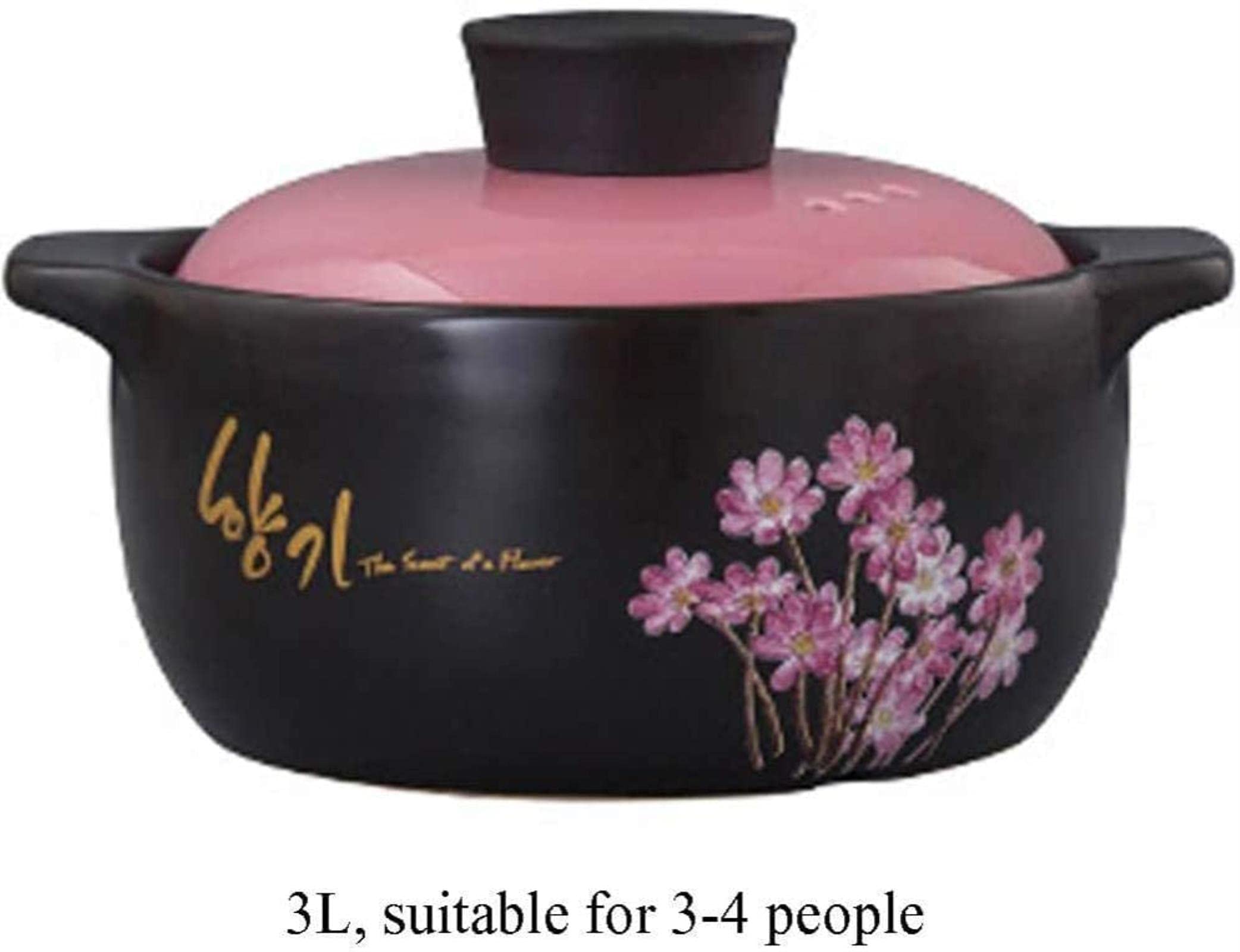 Cazuela de Barro, Olla de Barro - Olla de cerámica Robusta, Cacerola Redonda, Fondo Plano, 3 litros,-3 Litre
