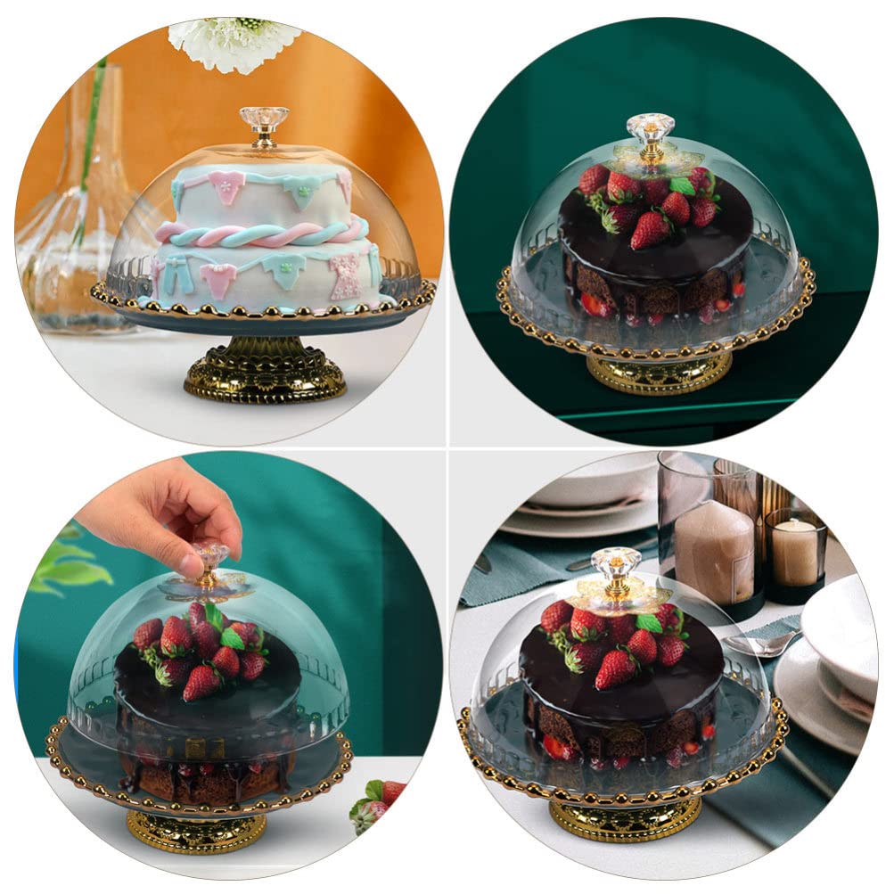 Alzata per torte in ceramica, piatto da portata con coperchio a cupola, supporto per torte e dessert, per feste e matrimoni, 24,5 cm