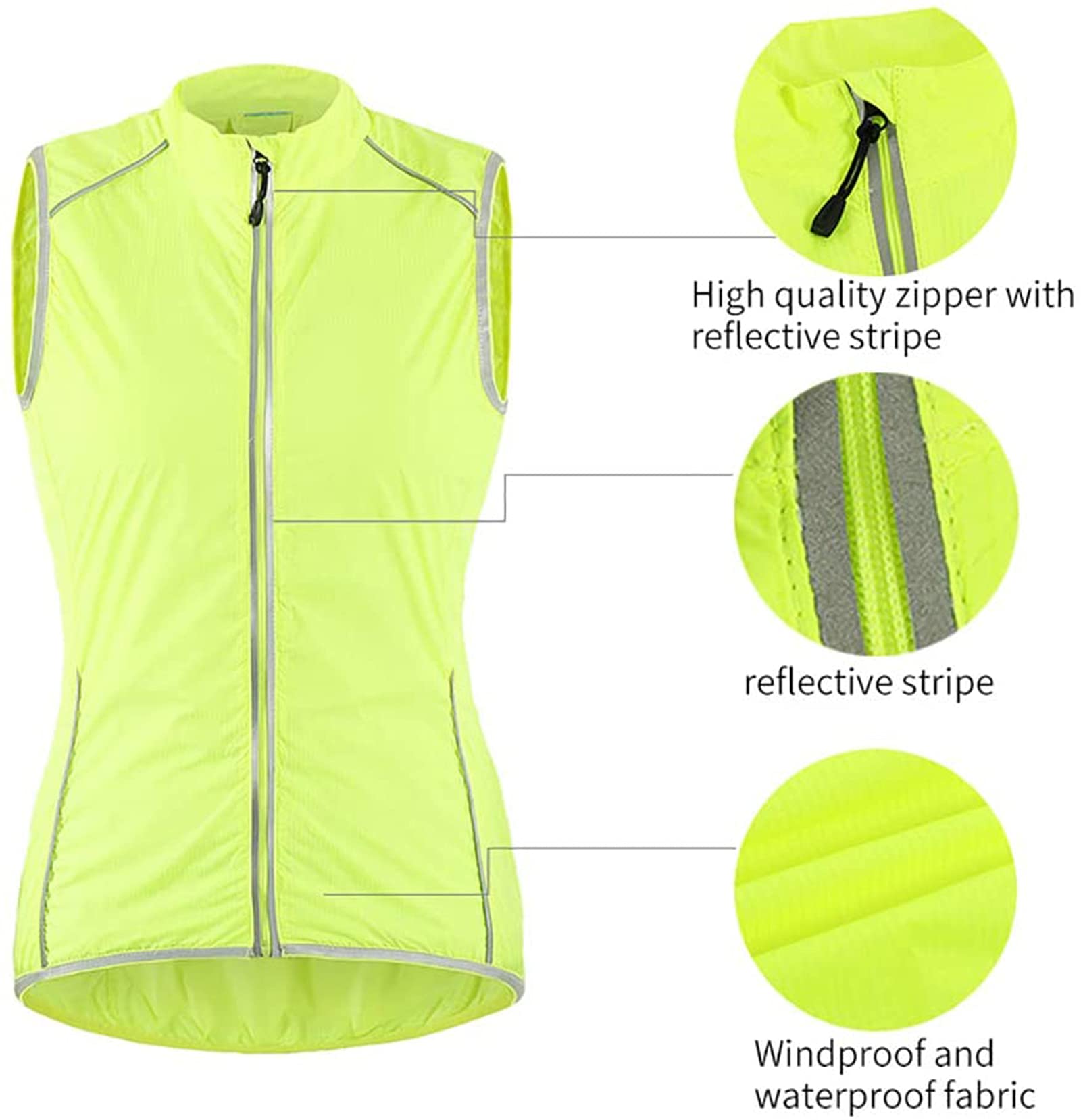 IQOAIJ Damen Fahrradweste Reflektierend Windstopper Winddicht Laufweste Atmungsaktiv Softshell Outdoor