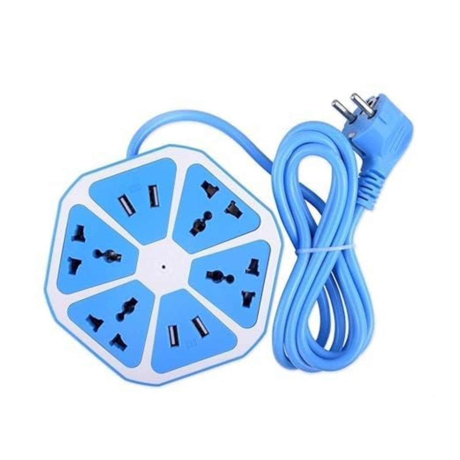 Hexagon Extension Board with 4 USB Ports, 2500W Power Socket, 1 Mtr Surge Protection Cord, Multi-Faced Safety Outlets-image-30