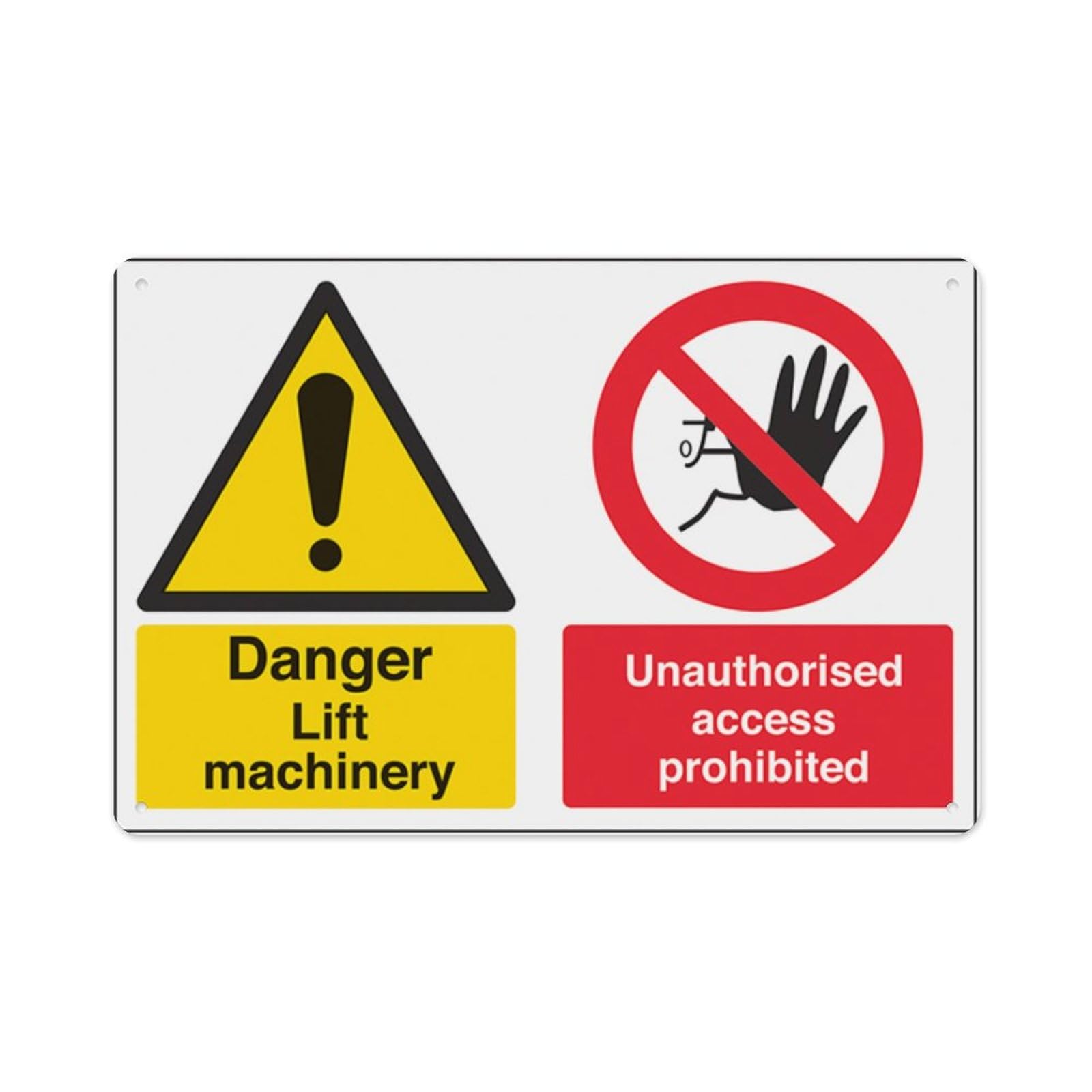 peiyeety Danger Lift Machinery Unauthorised Access Prohibited Aluminum Tin Warning Signs For Home Outdoor Garden 12X16 Inches