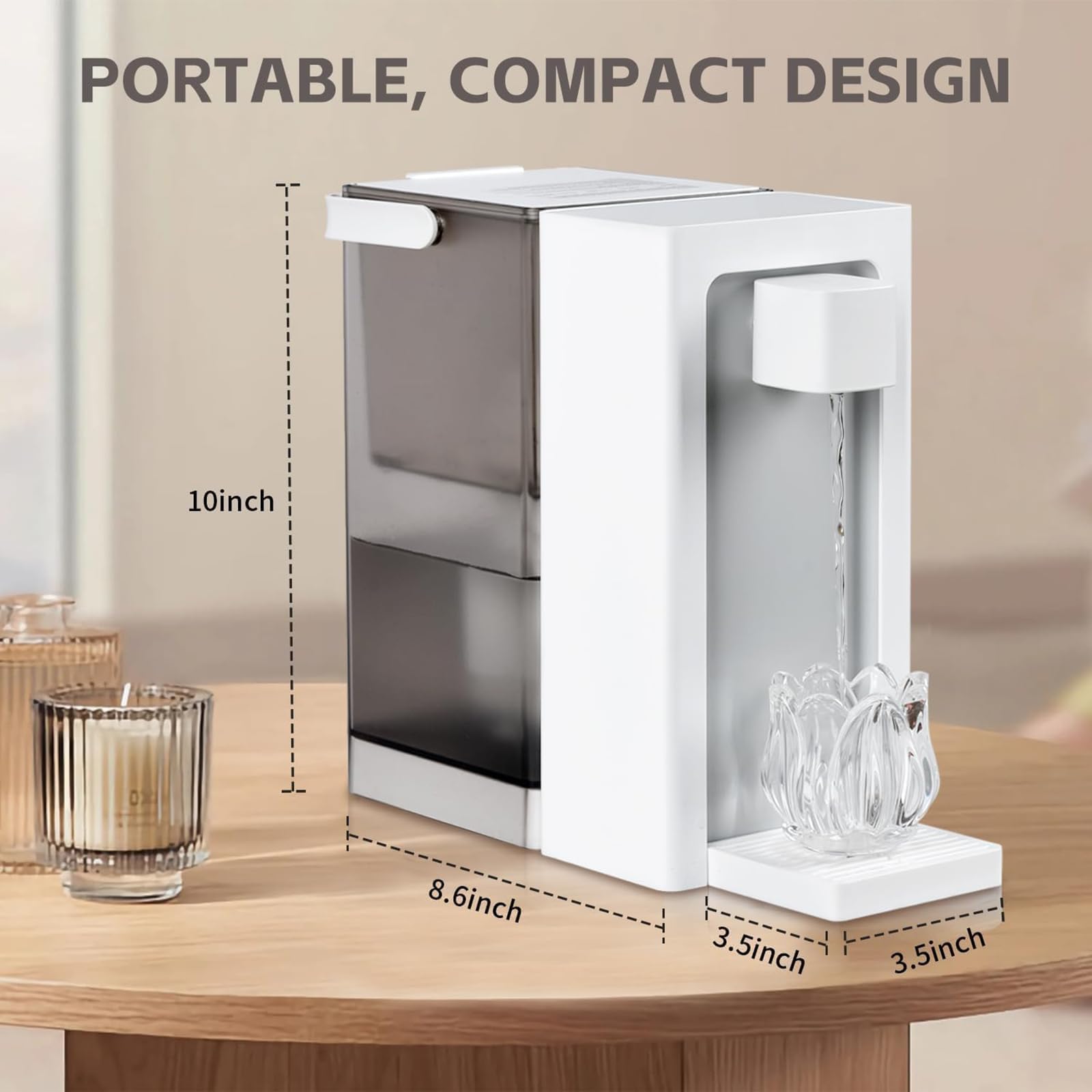Distributore di Acqua Calda istantanea, Sistema di filtraggio dell'Acqua da banco da 2200 W con Serbatoio dell'Acqua Super Grande da 3 Litri e Design con Luce Notturna, per Case, Bianco, A