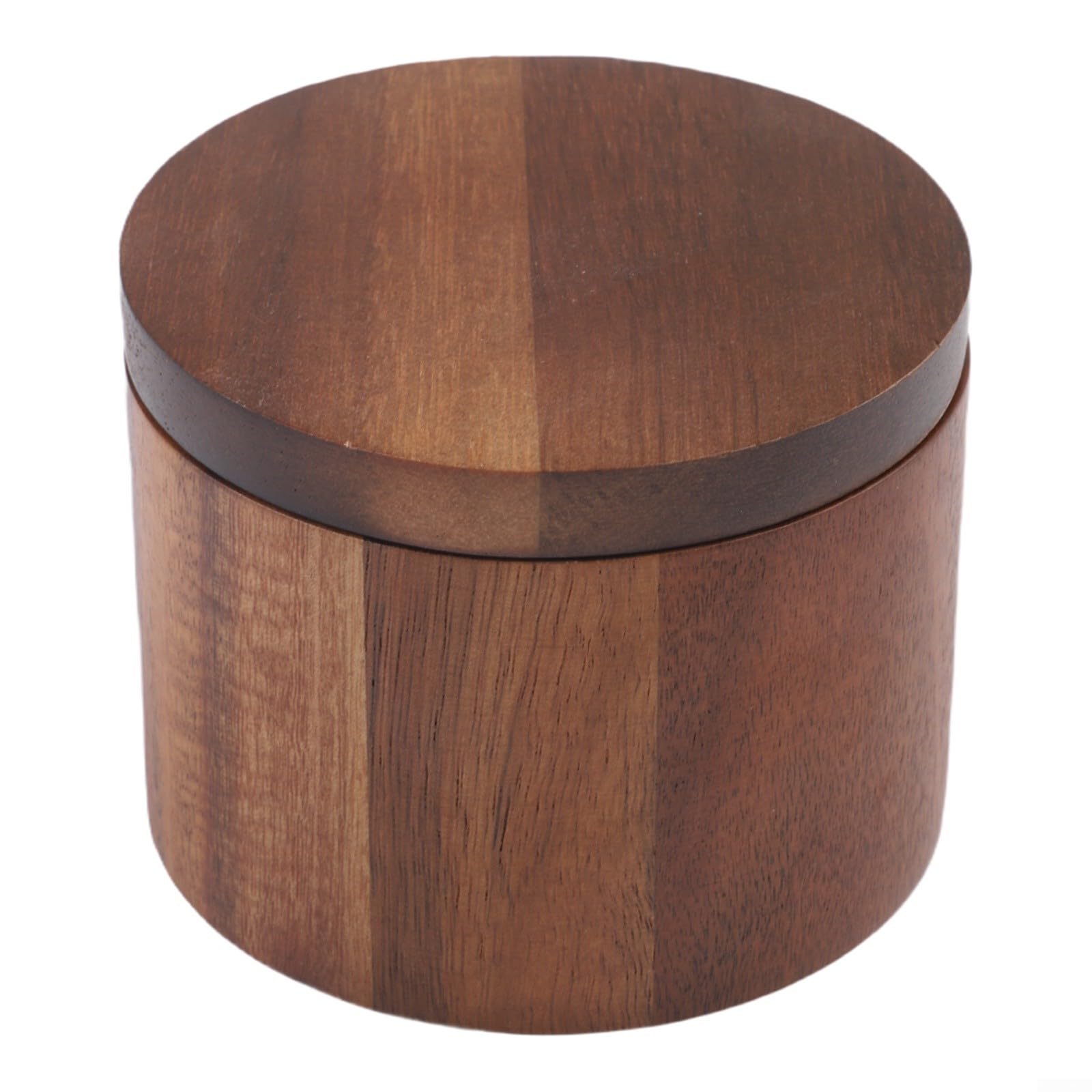 Salero de madera natural con tapa de cierre giratorio y ranura funcional para cuchara para un flujo de trabajo de cocina optimizado (marrón)