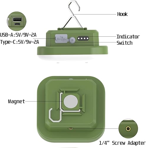 Miniatura 7 de Luces LED para camping, linternas recargables de 12000 mAh, 5 modos de iluminación, luz de tienda de campaña, PD 3.0 de carga rápida, linterna roja