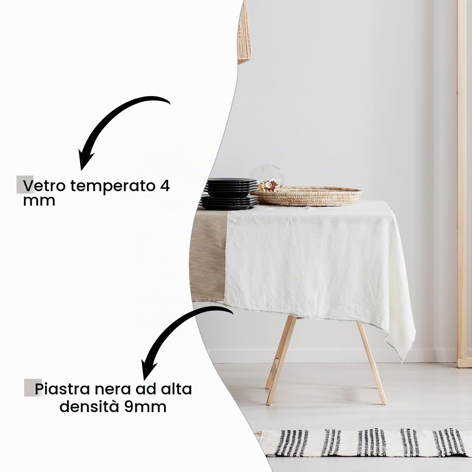 Muzilife Specchio Asimmetrico da Parete Senza Cornice, 160 x 60 cm, Irregolare Grande Specchio Con Pannello Posteriore in MDF, Decorativo per Soggiorno, Bagno, Corridoio
