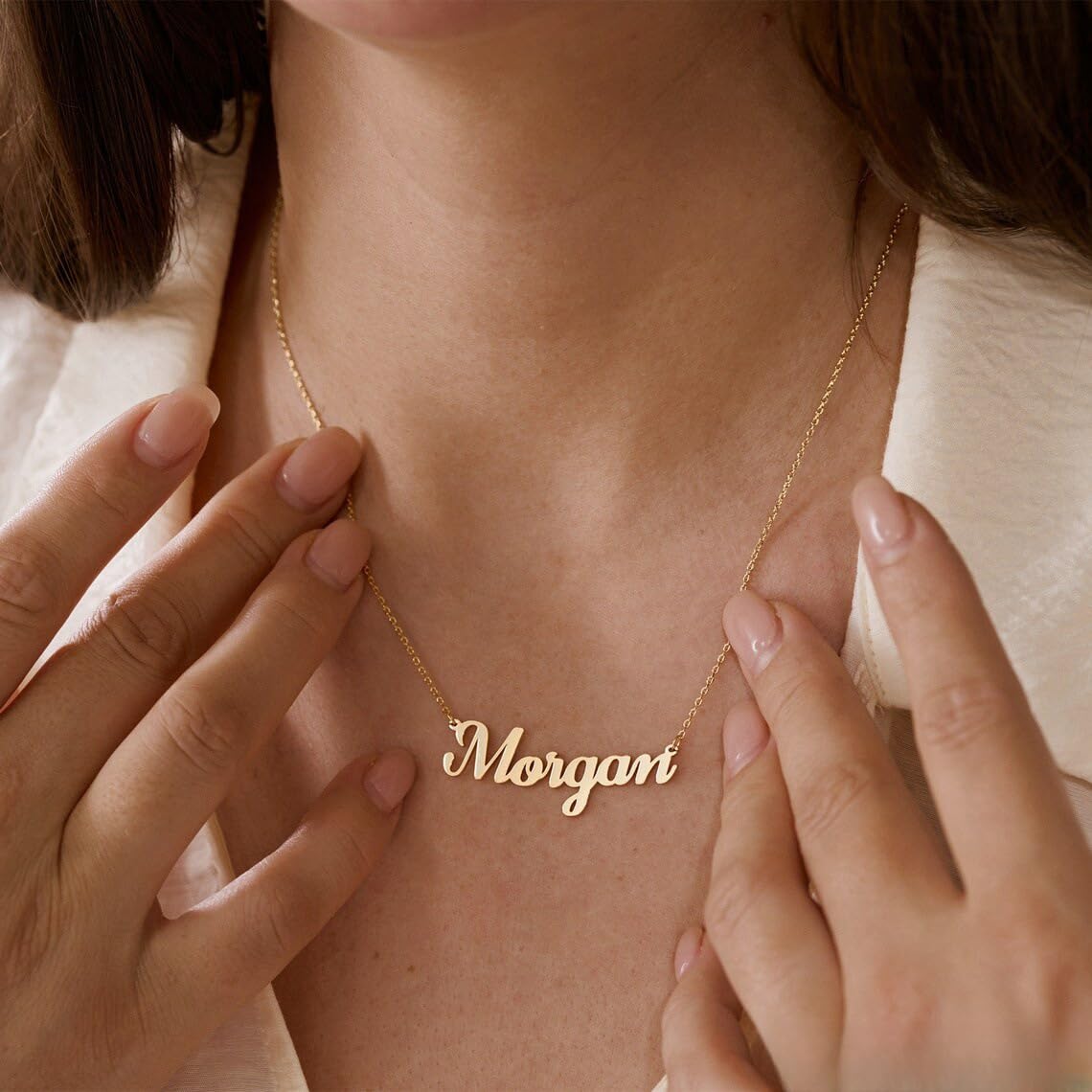 Collar con nombre personalizado, chapado en oro de 24 quilates, chapado en oro rosa auténtico y acero inoxidable plateado, colgante de letra personalizado, regalo para cumpleaños y Navidad
