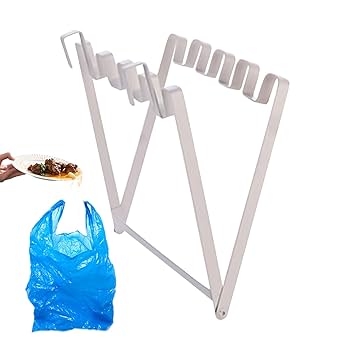 Support Sac Poubelle Pliant Otufan - 47.9x31.7cm - Fer Et Bois D'hévéa - Pour Tri Sélectif Cuisine