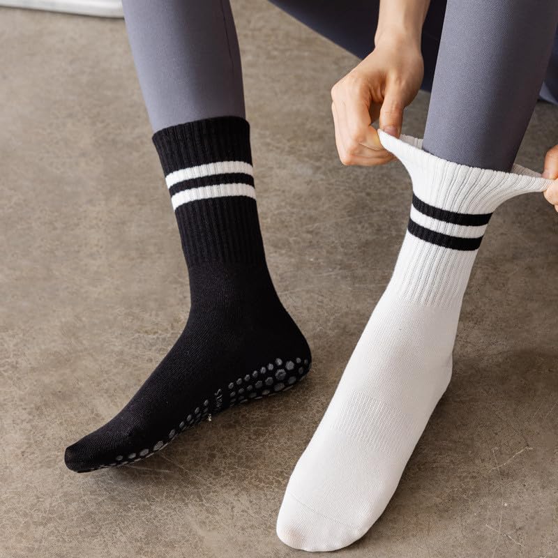 Image of QFM Grip Pilates Socks for Women Non Slip Yoga Socks Open Top Athletic Socks for Barre Ballet Barefoot Workout Hospital