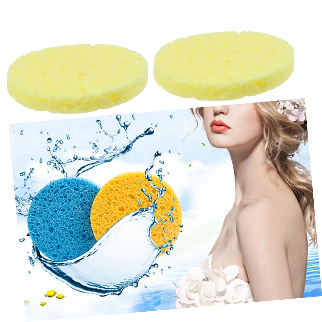 Healvian 36pezzi Spugne Naturali Spesse Per Lavaggio Viso Puff Cosmetico Per Pulizia e Rimozione Makeup Strumenti Per La Della Confezione Con Sacchetto Trasparente Opp