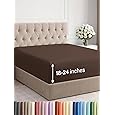 Elegant Comfort 1500 Premium Quality Fitted Sheet Ultra Soft 18-24 Inch Extra Deep Pocket - Single Fitted Sheet for High Mattress - Wrinkle Free with Smart Storage Pockets, King, Chocolate Brown