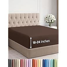 Elegant Comfort 1500 Premium Quality Fitted Sheet Ultra Soft 18-24 Inch Extra Deep Pocket - Single Fitted Sheet for High Mattress - Wrinkle Free with Smart Storage Pockets, King, Chocolate Brown