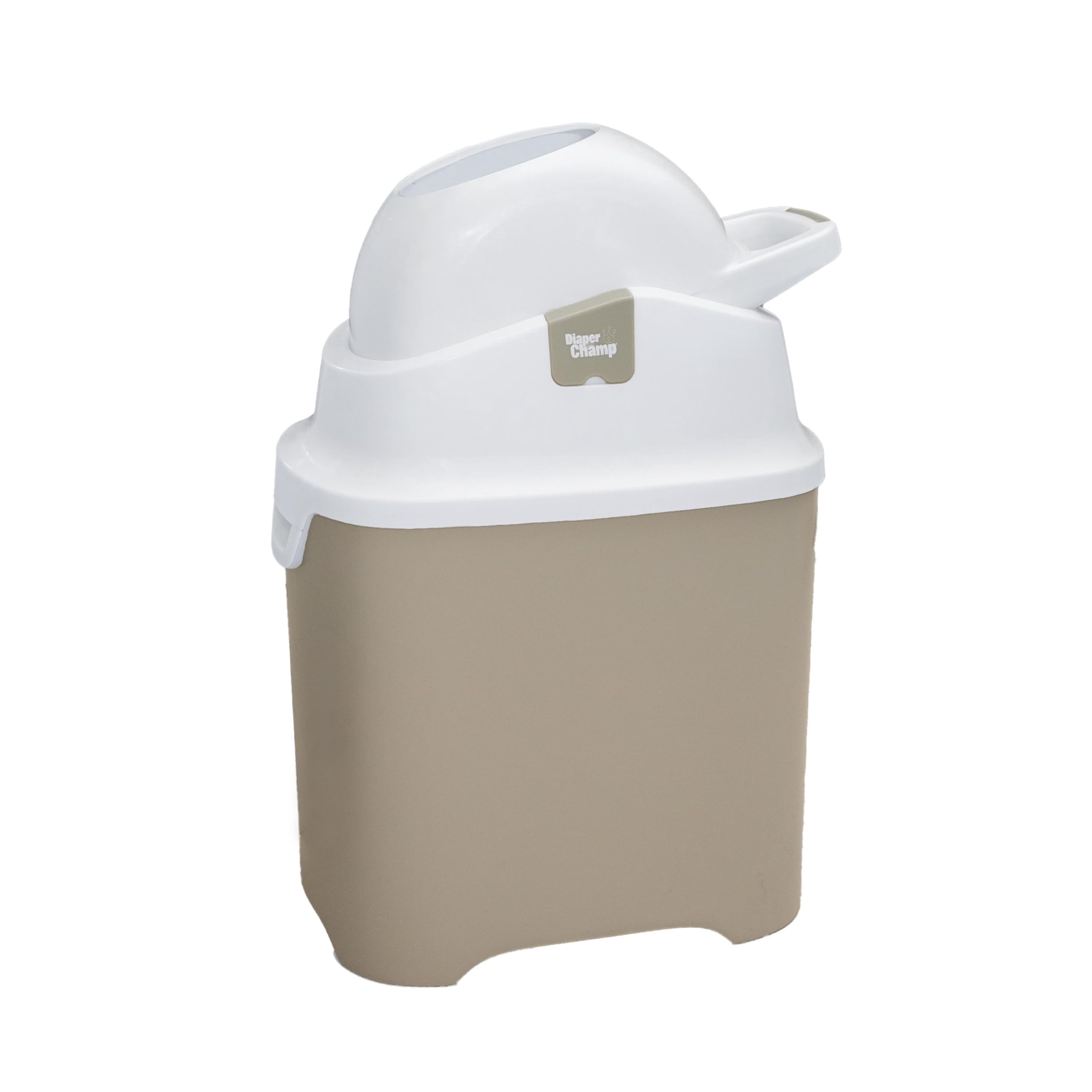 DIAPER CHAMP One - Cubo resistente al olor para pañales, sin cartuchos, con bolsas normales, para aprox. 30 pañales, beige y blanco