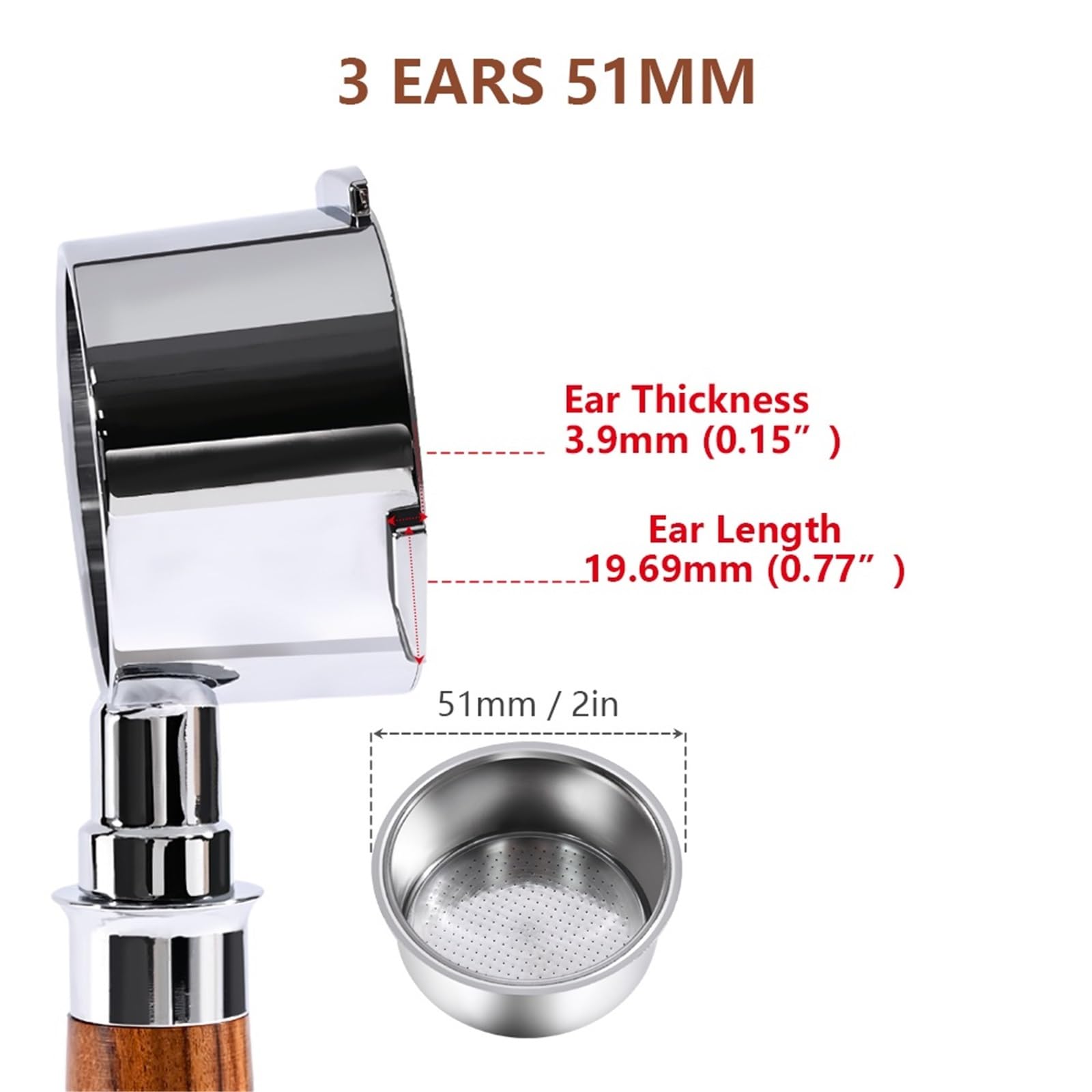 Portafiltro de espresso sin fondo acero inoxidable