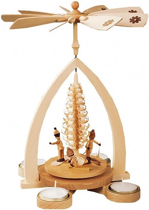ISDD German pyramid with children, illuminated with tea candles, height 28 cm/11 inch, original Erzgebirge by Richard Glaesser Seiffen