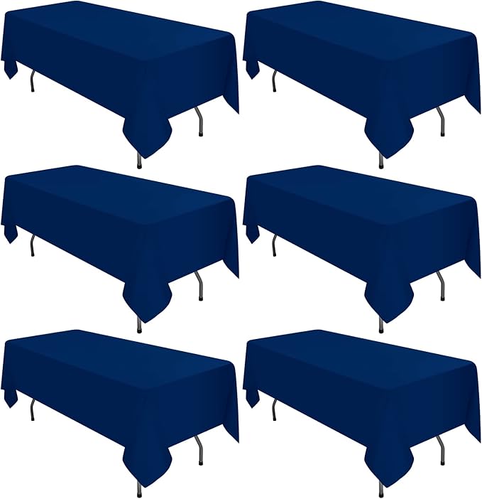 6 Pack Navy Blue Tablecloths for 6ft Rectangle Tables 60 x