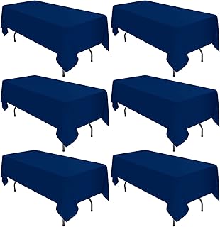 6 Pack Navy Blue Tablecloths for 6ft Rectangle Tables 60 x 102 Inch - Po...