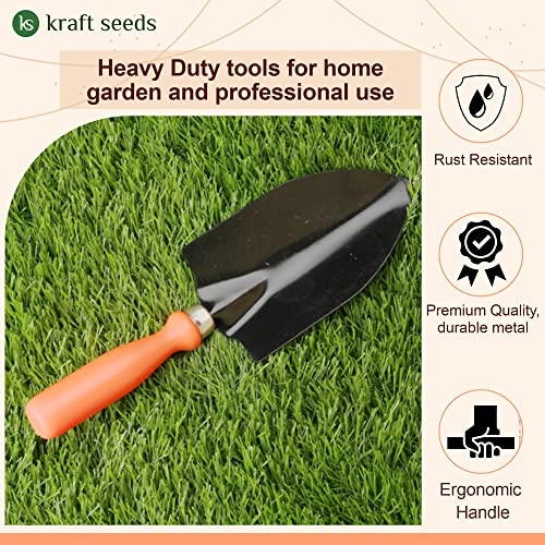 Kraft Seeds Garden Trowel - 1 PC (Red Handle, Metal Blade) | Gardening Tools for Home Garden - Shovel | Durable and Sturdy Rust-Free Shovel for Garden | Gardening Accessories | Essential Handy Tools
