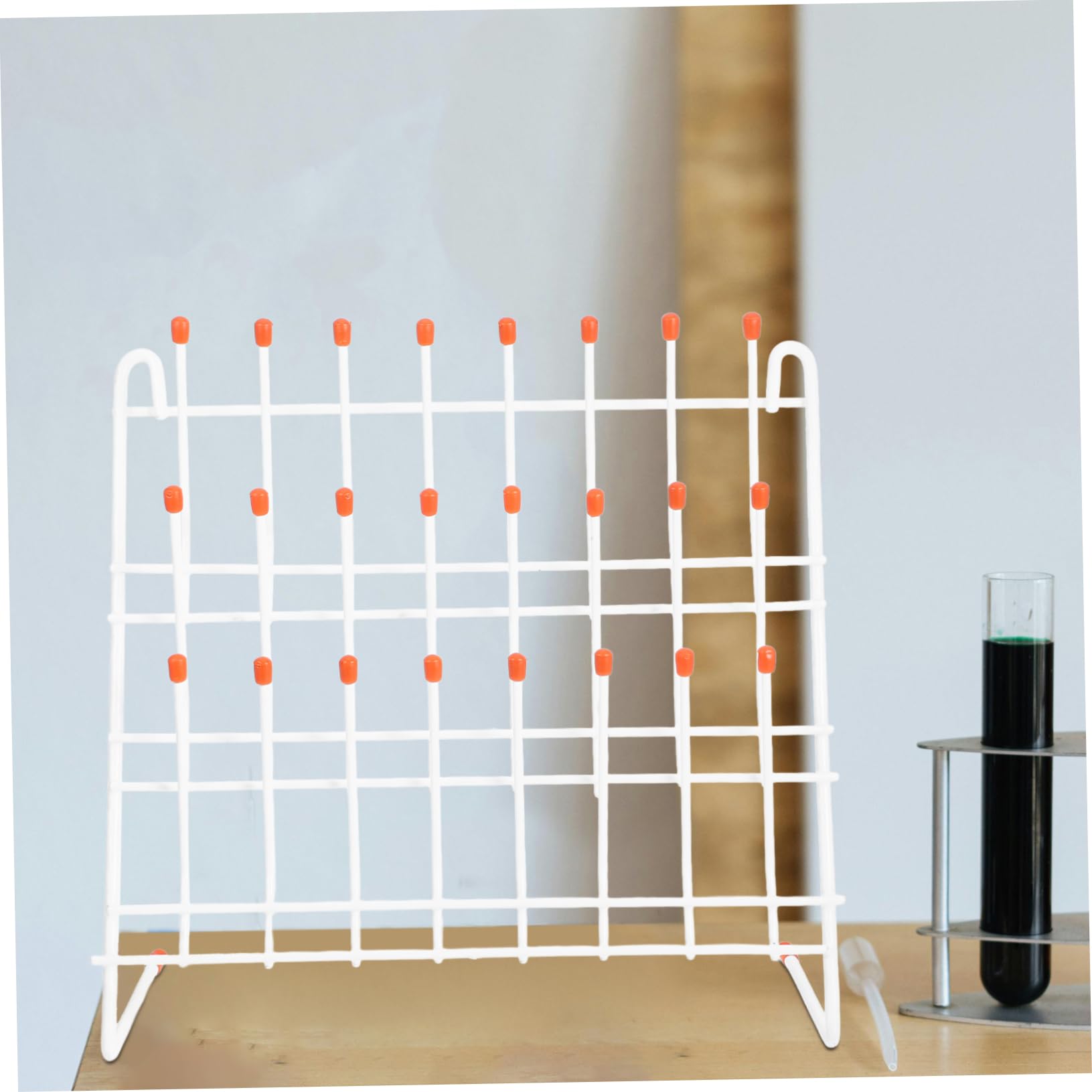 Gradilla de Secado para Tubos de Ensayo 24 Posiciones de Hierro Blanco | Uso en Laboratorio y Escuela, Compatible Vasos de Laboratorio, Ligera y Fácil de Transportar y Guardar