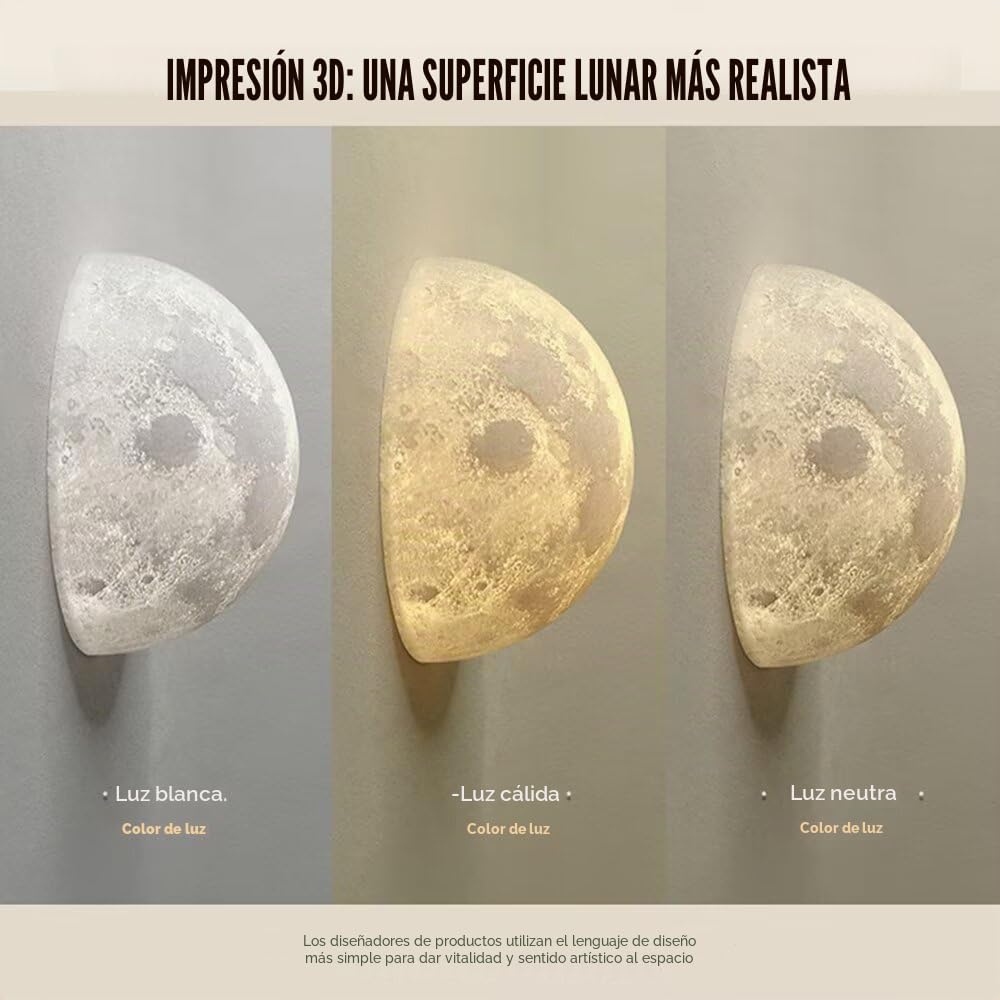 Simulación 3D Luna Aplique De Pared Decorativo Aparato Creativo Fondo De Pared Para Pasillo Camino Escalera Mesita De Noche